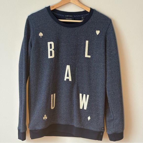 Scotch & Soda Sweaters - Scotch & Soda Amsterdam Blauw Logo Navy Sweatshirt size M